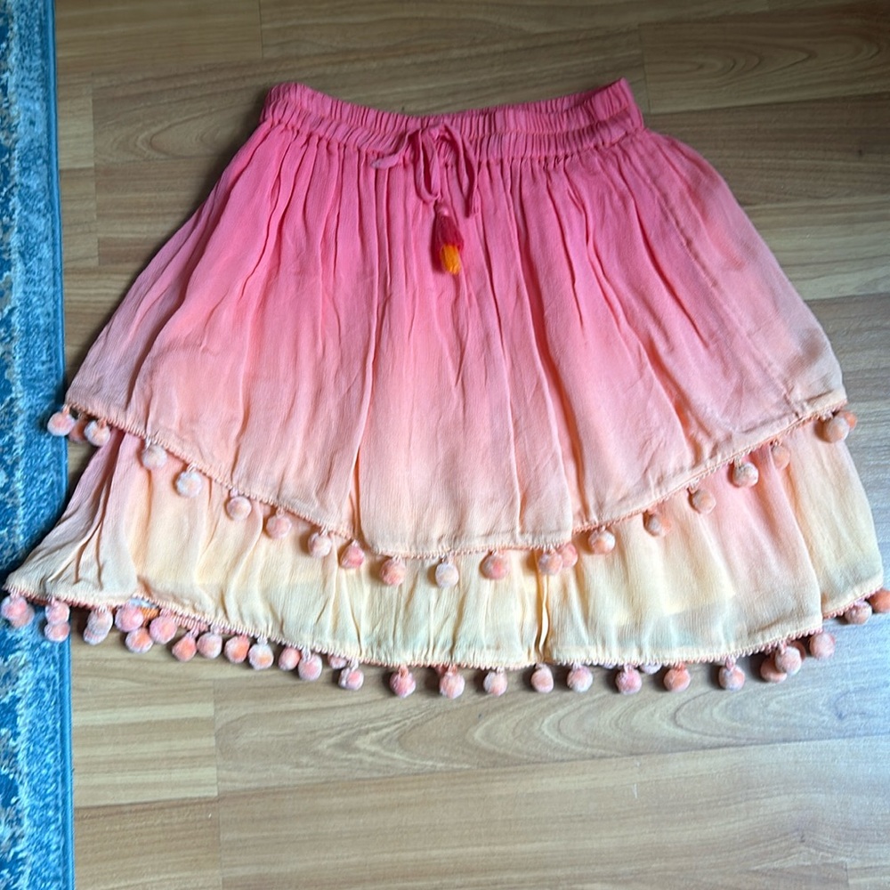 Majorelle Pom Pom layered skirt